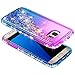 Galaxy S7 Edge Case with Screen Protector (Full Coverage 3D PET) for Girls Women Kids, NageBee Glitter Liquid Bling Floating Waterfall Sparkle Cute Case for Samsung Galaxy S7 Edge -Purple/Blue