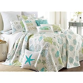 Levtex Home - Biscayne Quilt Set -Twin Quilt + One Standard Pillow Sham - Tropical Fish in Aqua Green Coral - Quilt Size… 51zth7GY6NL. SS280