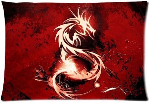 Pillowcase Pillow Cover Dragon Zippered Pillow Protector 20x30 inch (one side)