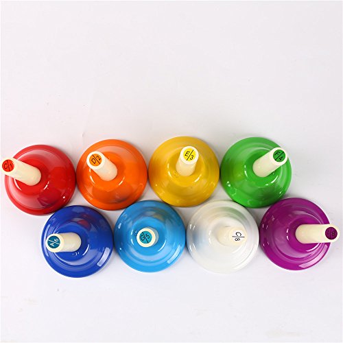 Coloful Musical Hand Bell Set, 8 Note Diatonic Metal Hand Bells Musical Toy Percussion Instrument for Festival,Musical Teaching,Family Party for Kids by Koogel