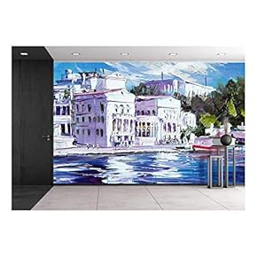 Texture, Background. Painting on Canvas Painted with Oil Paints - Removable Wall Mural | Self-Adhesive Large Wallpaper - 66x96 inches