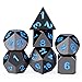Metal Dice Set,7-Die Polyhedral Dice with Metal Box, Shiny Black Finish with Blue Number for Role Playing Game,Dungeons & Dragons,Pathfinder,Shadowrun,D&D,RPG Dice Gaming and Math Teaching.