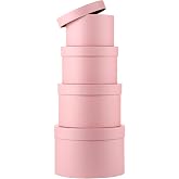 Oairse Round Gift Boxes with Lids Flower Box for Arrangements Pink Round Box Set of 4 Nesting Gift Boxes with Lids for Flowers Arrangements Empty, Bridesmaid, Proposal, Wedding, Birthday, Party Favor