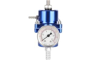 Fuel Pressure Regulator, Universal Adjustable Fuel Pressure Regulator 0-140 PSI Gauge Hose Kit, 3 Colors(Blue)