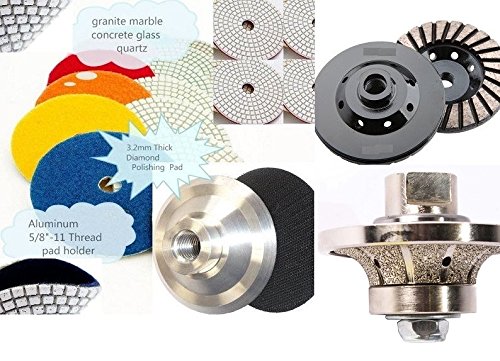 3/16 Inch Diamond Vacuum Brazed Profile Edge Roundover Bullnose Router Bit 4 Inch Diamond Polishing Pad Grinding cup counter top edge shaping granite marble concrete polishing aluminum backer