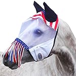 Reflective Trim Patriotic Fly Mask with Ears & Fringes and One Year Limited Warranty, Horse
