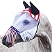 Derby Originals Patriotic Reflective Safety Horse Fly Mask with Ears and Nose Cover Fringes,Full Horse (Large)