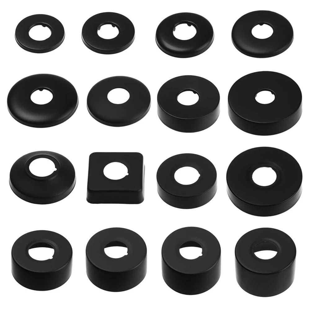 2 pcs 25 mm (3/4 Inch) Tap Rosette Stainless Steel Chrome-Plated Pipe Cover, Tap Rosette Cover for Showers, Taps, Radiators etc. (Black, 66 x 40)