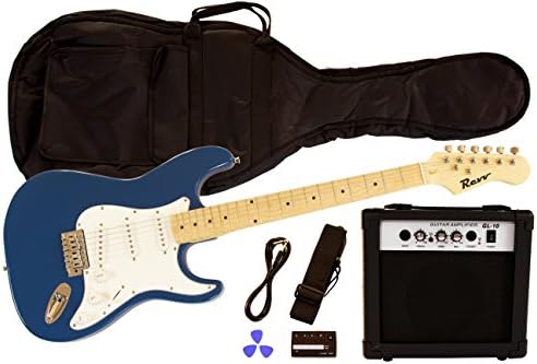 REVV RPM100M Electric Guitar Beginner Starter Package with Amp, Gig Bag, & More - Royal Blue