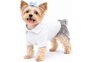 lovelonglong Basic Dog Polo Shirts Premium Cotton, Polo T-Shirts for Large Medium Small Dogs with a Two-Button Collar Blank C