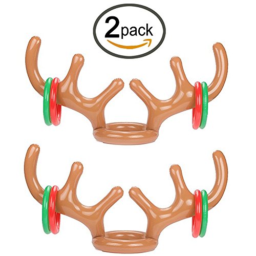 Yexpress Pack of 2 Inflatable Reindeer Antler Ring Toss Game for Christmas Party, Christmas Gift