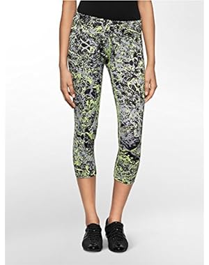 Women Marble Print Performance Printed Cropped Leggings. Large