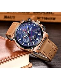 Relojes para hombre Reloj de cuarzo analógico de cuero de moda Hombre Cronógrafo a prueba de agua Marca de lujo LIGE Casual Reloj de fecha azul