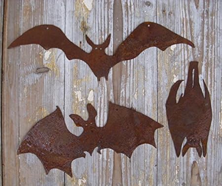 Unbekannt 3er Set Wanddeko Fledermaus Wanddekoration Metall Rost Fledermause Gartendeko Amazon De Garten