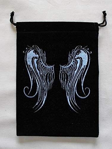 Angel Wings Unlined Black Velvet Tarot Bag