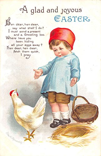 Glad Joyous Easter child with rooster by Clapsaddle antique pc Y12721