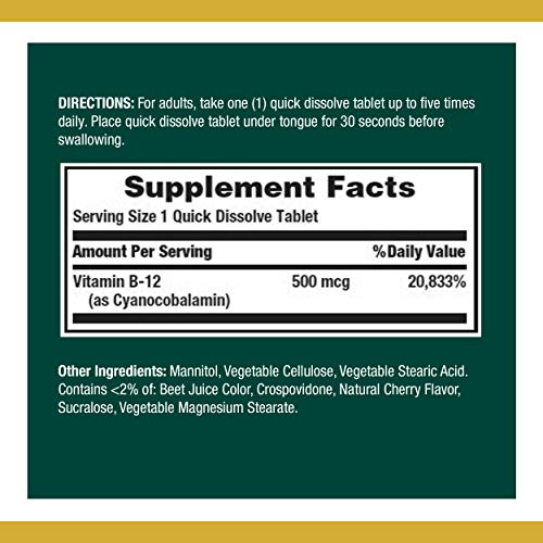 Nature's Bounty Vitamin B12, Supports Energy Metabolism and Nervous