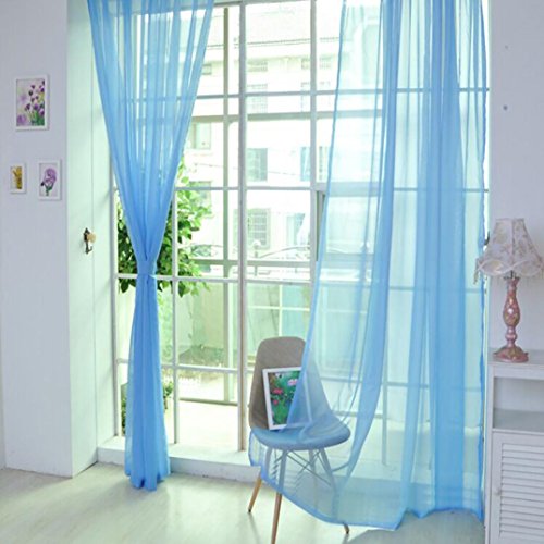 Qisc Home Decoration 1 Pieces Sheer Curtains Window Treatment Rod Pocket Tulle Sheer Voile Curtains/Drapes/Panels (Multicolor K)