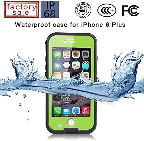 Crazy Genie [Latest Version] Touch/Fingerprint ID IP 68 Rugged Waterproof Dirtproof Snowproof Protection [Built-in Screen Protector] Case Cover for Apple iPhone 6 Plus (Fruit Green)