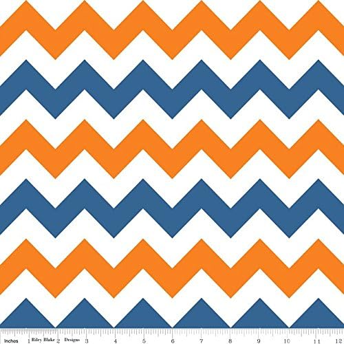 Riley Blake Flannel Medium Chevron Orange Blue Fabric SKU F320-05