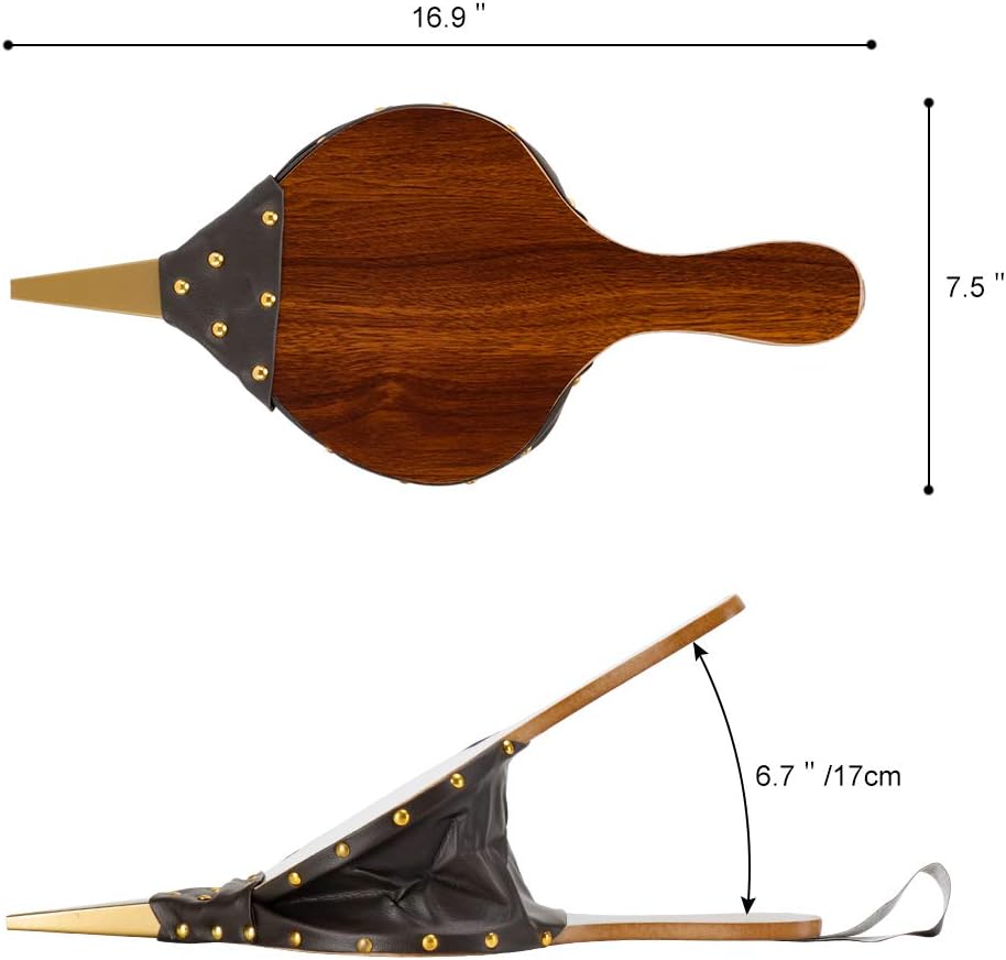 Kerykwan Fireplace Bellows 17"x7.5" Large Wood Air Blower Cast Nozzle for Outdoor Camping BBQ Grill Chimney Hand Bellow Pump Pit Barbeque Fire Tools Accessories with Hanging Strap (17" x7.5“ - Image 3