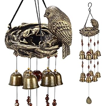 YLYYCC? New Birds and nest Wind Chime 12pieces Bells Wind Chime Bronze Color