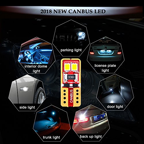 image for Alla Lighting 10pcs 2018 Newest Version Miniature T10 Wedge 2835-SMD H