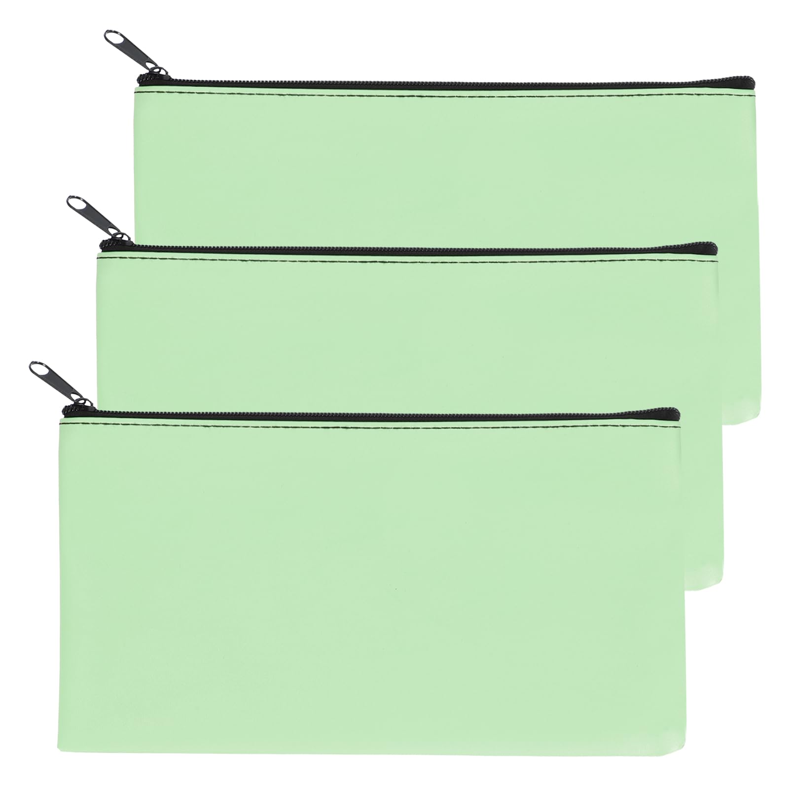 PATIKIL 11"x 6" Bank Deposit Bag, 3Pcs Money Bag Bank Bag Security Money Pouch Receipt Holder for Tickets Coin Makeup Cosmetics Bills, Mint Green
