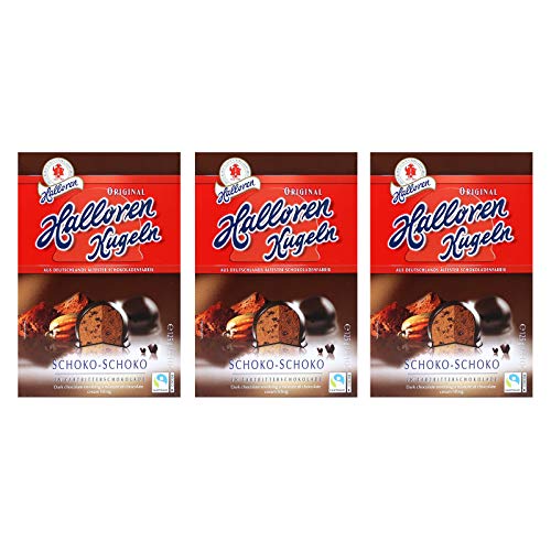 3er Pack Original Halloren Kugeln Brownie (3 x 125 g) Hallorenkugeln Halloren Schokolade