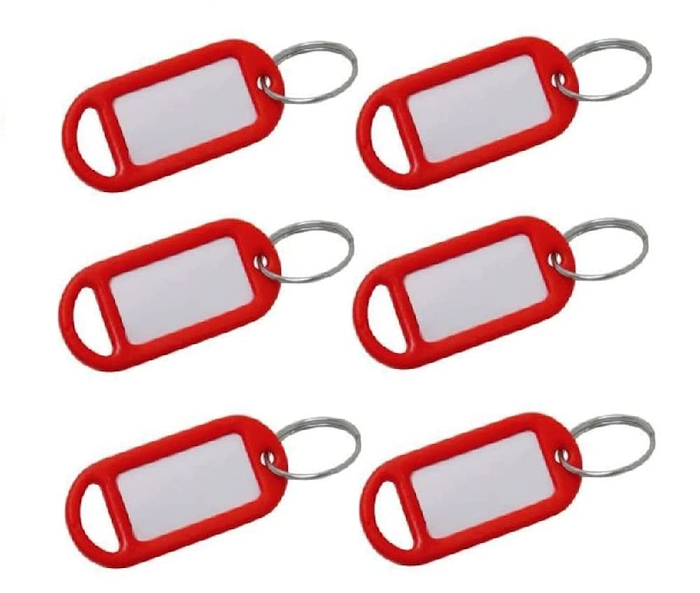 Merriway BH02563 (20 Pcs) Red Key Ring Luggage Tags with Labels - Pack of 20 Pieces