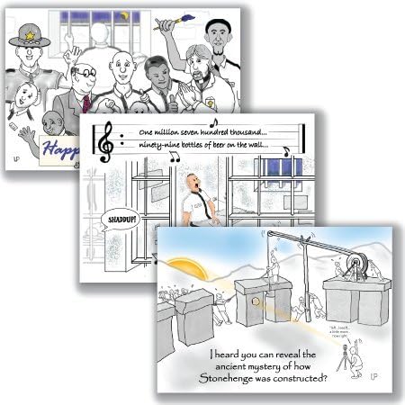 Uncle Pokey Birthday Card - Humorous Birthday Series 1 - Both Belated and Timely Birthday Wish in Full Color Art on 100 pound paper with envelope folding to 5"x 7" Sold as a 3 card pack