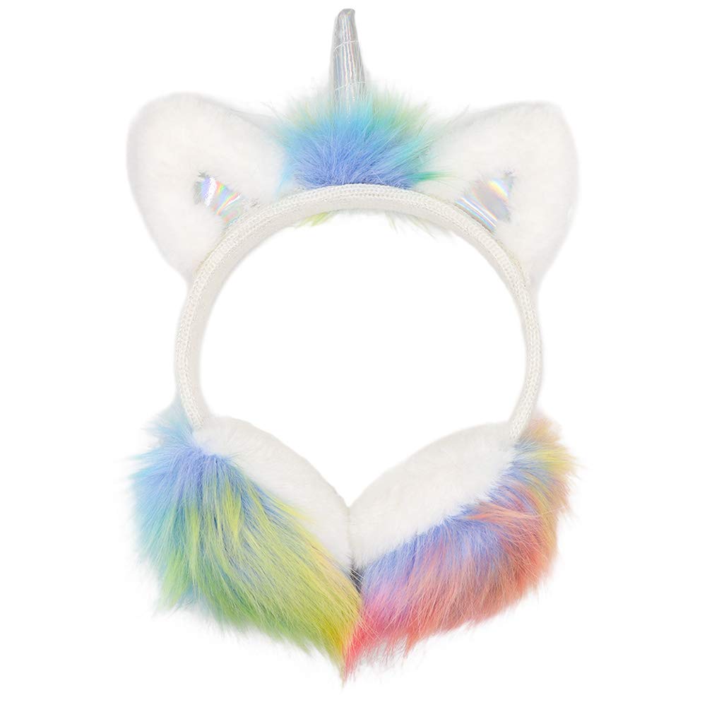 Buy Cute Rainbow Unicorn Earmuffs for Women Kids Girls, Foldable Warm