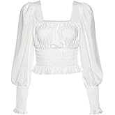 Anna-Kaci Womens Victorian Renaissance Boho Peasant Long Sleeve Gothic Lolita Tops Blouse,