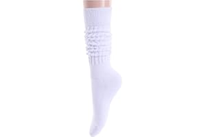 Zmart Slouch Socks Women Scrunch Socks Girls, 80s Socks White Black Orange Cream Socks