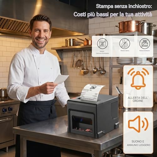 Fuhuihe 80mm Bluetooth POS Receipt Thermal Printer USB Compatible with Windows/Mac Ideal for Restaurants and Retail Stores
