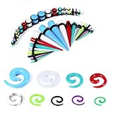 BodyJ4You Gauges Kit Spiral Tapers and Plugs 14G-00G Stretching Set - 54 Pieces