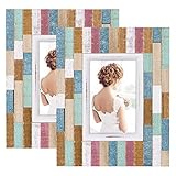 SZQINJI 4x6 Picture Photo Frames Pack of 2 Rustic