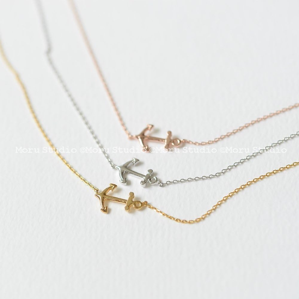 Dainty Side Way Anchor Necklace with an Initial Tag/ Sailing Necklace, Monogram Necklace, Nautical Necklace, Side Anchor, Personalised Jewellery, Bridesmaid Necklace, Wedding Gift, Good Luck Gift 160
