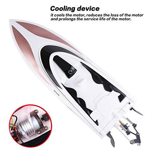 IAMGlobal RC Boat, H102 High Speed Remote Control Boat, 2.4GHz Fast Double Layer Waterproof Cover RC Boat, Radio Controlled Toy, RC Racing Boat with LCD Screen for Outdoor