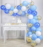 Partywoo Blue Gold And White Balloons 70 Pcs 12 Inch Royal Blue