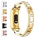 Wekin Replacement Metal Bands Compatible with Fitbit Charge 4 /Charge 3/Charge 3 SE Women Men, Adjustable Bling Rhinestone Bracelet Wristbands Straps Accessory for Charge 3 Fitness Tracker (X-Gold)