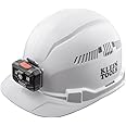 Klein Tools 60113RL Hard Hat, Rechargeable Headlamp, Vented, Cap Style, Padded Self-Wicking Odor-Resistant Sweatband, White