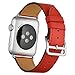 Valkit for Apple Watch Band - iWatch Bands 38mm Genuine Leather Strap iPhone Smart Watch Band Bracelet Replacement Wristband with Stainless Steel Adapter Clasp for Apple Watch 2 1, Single Tour-Red