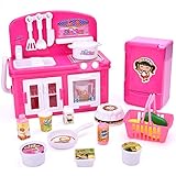 19 PCs Kitchen Appliance Toys with Kitchen, Refrigerator, Pot and Tableware, Pretend Play Set for Kids, Play Kitchen Appliance