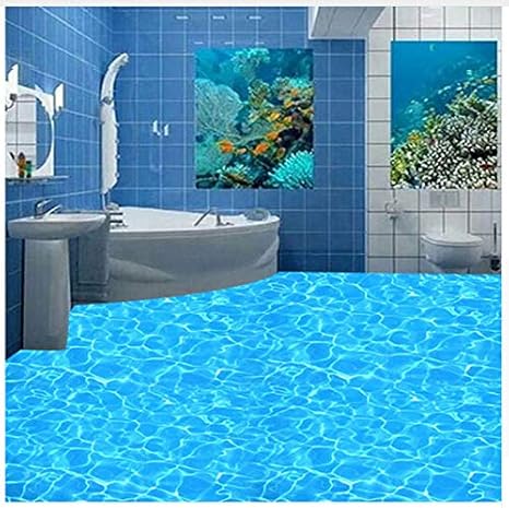 Amazon Co Jp カスタム3dポリ塩化ビニル床壁紙 ブルークリスタル スパークリング水壁画 バスルーム用 防水 滑り止め 粘着床ステッカー 140x100cm As4wa44safa364 Diy 工具 ガーデン
