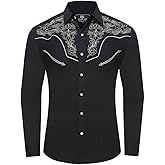 SALVAJE OESTE Men's Western Cowboy Shirt Embroidered Long Sleeve Casual Snap Button Down Shirt