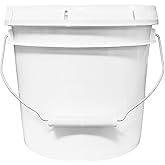MKS Plastics 1-Gallon Bucket with Airtight Lid – Made in USA, Food Grade BPA Free Plastic, Heavy Duty Multi-Use, Metal Handle with Grip, Stackable Storage – White, 1 Pack