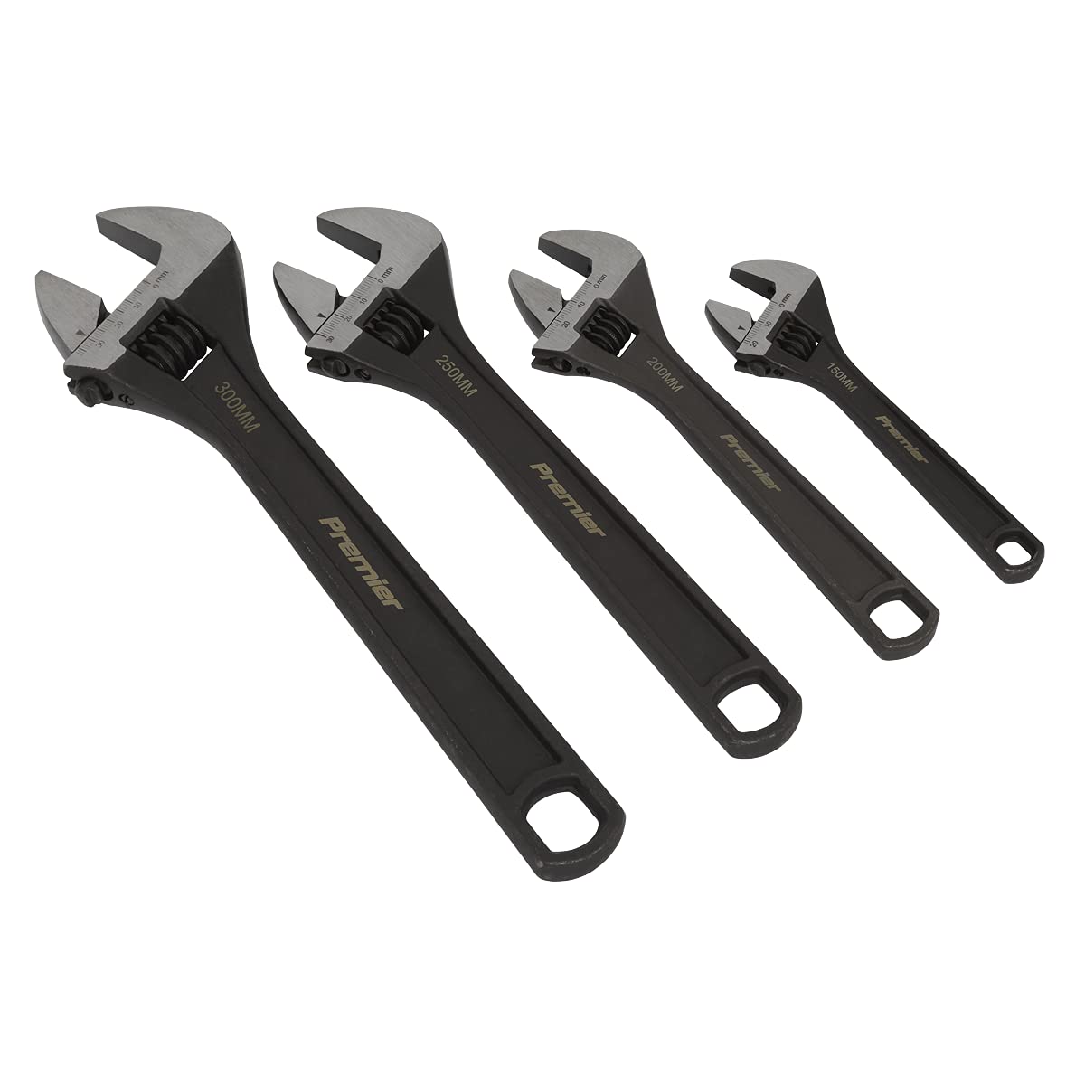 Sealey AK9567 4pc Adjustable Wrench Set, Black
