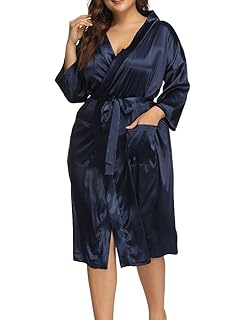 plus size silk robe cheap