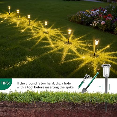 Sylvwin Solar Garden Lights LED Solar Lights Outdoor Garden Lights Pack of 10 Warm White Solar Garden Lights IP44 Waterproof Garden Lawn Garden Lights